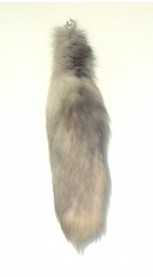 Grey fox fur tail - Key chain, лиса хвост